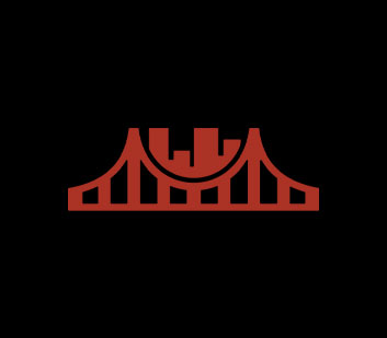 red golden gate bridge icon against black background